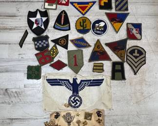 Lot #133 WWII US Army Patch Lot 30+ Pieces Rangers Seabees Armored Division German Eagle