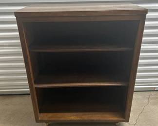 Lot #231 Mid Century Modern Walnut 3-Shelf Bookcase Open Storage Unit 1960s Brown