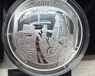 Lot #217 2019 Apollo 11 50th Anniversary 5 Oz .999 Silver Proof Dollar Lot of 2 OGP COA