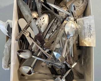 Lot #52 Mixed Silver Plate Flatware Lot 50+ Pcs Spoons Forks Knives Serving Denver CO