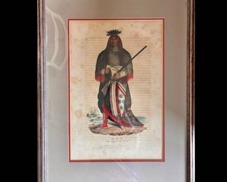 “Wa Na Ta”, Grand Chief of the Sioux, hand colored lithograph, circa 1836, taken from “North American Indian Portraits” by McKenney and Hall