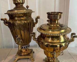 Antique brass Samovars make wonderful lamps