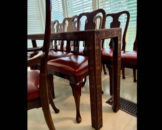 Chinoiserie console table. 72”w x 29.5”h x 13”d