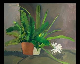 Michael Crespo, American, Louisiana, 1947-2010, former Director for the LSU School of Art, Early Still Life, oil on canvas, 42 high by 48 wide