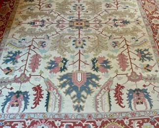 Norrison “Nourmak” Soumak style reversible area rug, “Light Gold”, 100% wool, 12 feet by 15 feet 6 inches, excellent condition