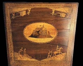 19th century Trinity House fine marquetry crafted by British lighthouse and lightship keepers, often sold to Captains. This is a rare letters box.