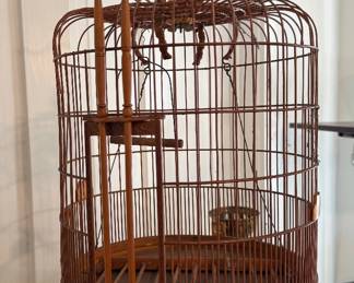 Vintage Chinese bamboo bird cage