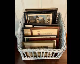 Small custom framed antique and vintage works of many subjects ready for your gallery wall