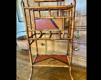 19th Century Victorian Japanned Bamboo Two Handled Magazine Rack