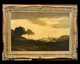 Philip Hugh Padwick, British, 1876-1958, Original Oil on Canvas, European Landscape, Finished Corner Frame, 32 high by 44 wide