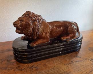 Antique American salt glazed, sewer tile lion