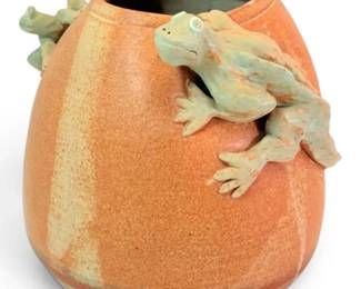 Handmade Ceramic Lizard Vase  Signed by D. Overman
