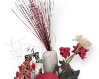 Red, White,  Black Floral Decor