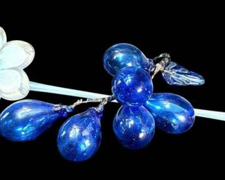 Blown Art Glass Grapes  Flower