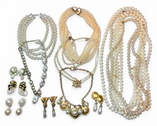 Faux Pearl Necklaces  Earrings