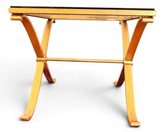 GoldToned Glass Top End Table