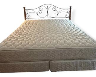 Metal Bed Frame With Curved Decorative Headboard