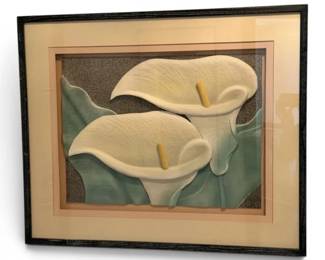 Framed 3D White Calla Lillies Artwork