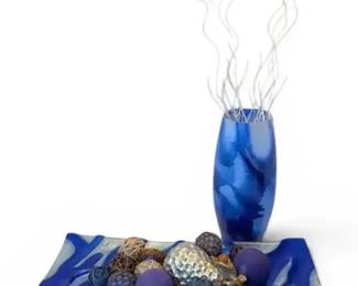 Blue Glass Vase  Decorative Plate