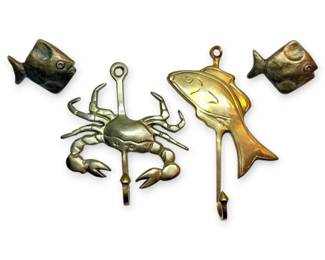Brass Fish Drawer Knobs And Wall Hooks