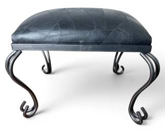 Black Leather and Metal Footrest