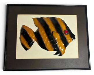 Forged  Enameled Fish Artwork  Designed By A. Tobasko 15.5 x 12.5 