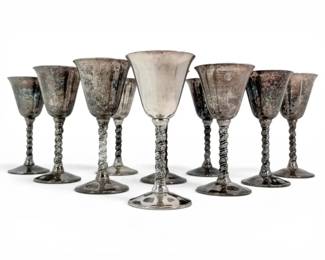 F. B. Rogers Silver Plated Metal Sherry Glasses