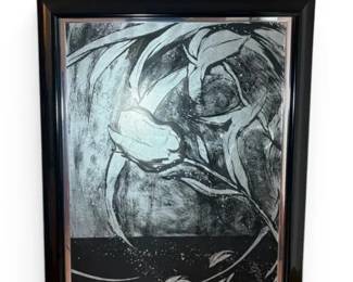 Framed Silver Tulips Mercury Artwork 32 x 44 