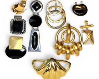 Black, Gold,  SilverToned Pendants  Including Trifari