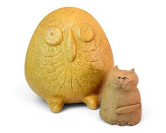 Ceramic Cat And Owl Pottery