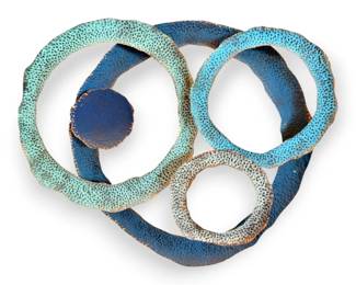 Abstract Blue Metal Wall Art Sculpture