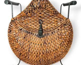 Wicker Basket with Metal Feet and Handles