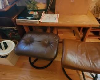 MCM leather ottomans, THis End UP coffee table