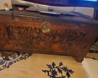 Camphor wood carved trunk
