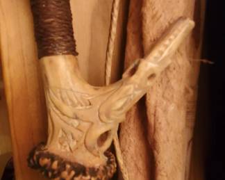 Carved hunting swords detail 