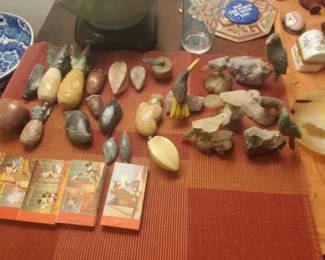 Carved Semi- Precious Birds and Fruit