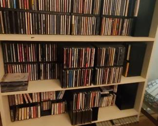 Cd's DVD's bookshelf Records. 