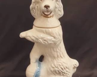 Vintage Jim Beam 'Penny' the poodle white ceramic whiskey decanter