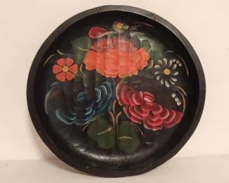 Vintage hand painted folk art wooden tray