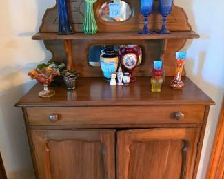 Vintage rustic pine hutch sideboard