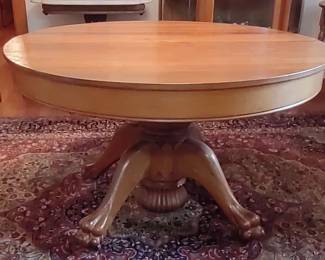 Antique oak claw foot pedestal table