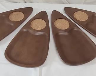 Vintage Serv Wood teak snack trays