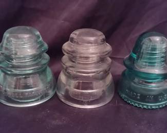 Vintage glass telephone pole insulators