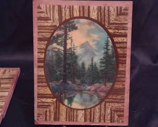 Vintage prints on wood