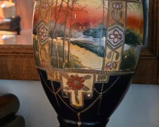 Vintage Japanese Nippon hand painted porcelain vase