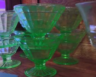Vintage uranium glass sherbet glasses