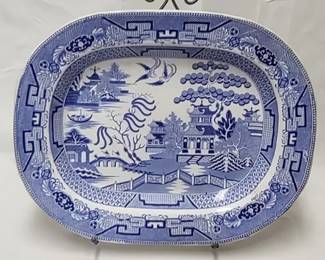 Vintage blue and white Staffordshire ironstone serving platter