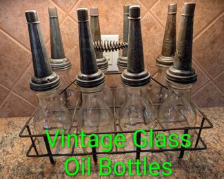 Vintage Glass Oil Bottles with Tips