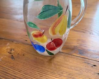 Bartlett Collins Hand Painted Glass Pitcher