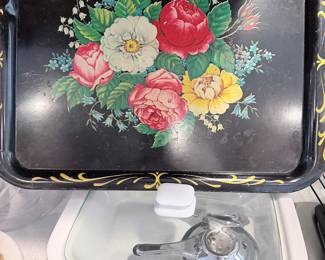 VTG Hand Painted Aluminum Tray 
